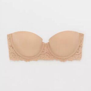 Aerie Show Off Rosey Lace Strapless Push Up Bra